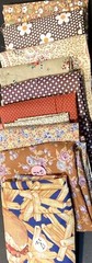 Lot of 10 Fabric Scraps Browns Calico Floral Polka Dot Hamburger French Fries
