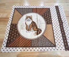 Vintage Calico Cat Pillow Panel Fabric 18 Inch Piece 21 3/4 X 17 1/2”