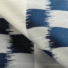 Donghia Ikat Check Performance Outdoor Uphol Fabric- Just Checking Indigo 3.35yd