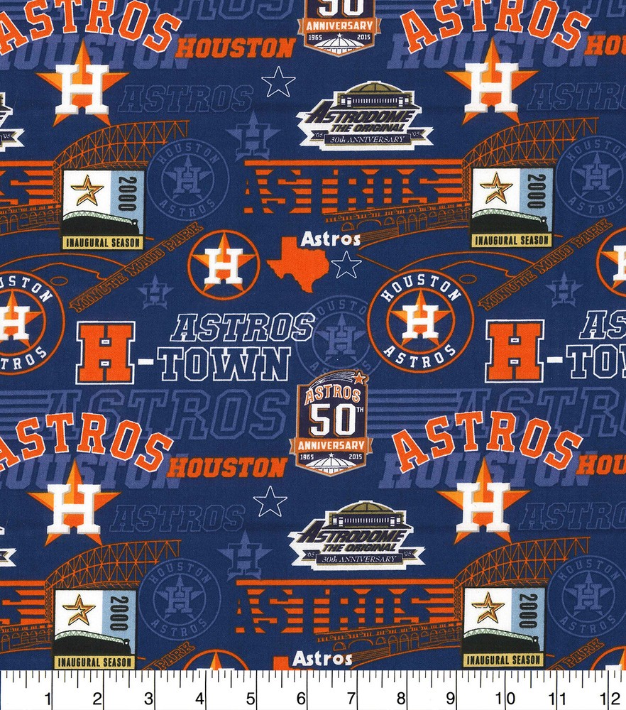 HOUSTON ASTROS COTTON FABRIC FQ 18″x22″ perfect for masks! Stadium 50th Anniver