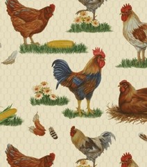 Chicken Club, Chickens, Farm Fabric! 1 yd BTY•Cotton•So Cute! Fast Ship!