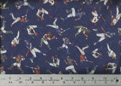 Quilting Treasures Mini Baseball Players on Navy 100% Cotton Quilting Fabric BTY