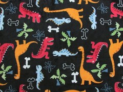 DINOSAURS BLK MINKY CUDDLE SMOOTH SILKY PLUSH SEW QUILT CRAFT FABRIC BTY+PRECUTS
