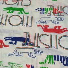 Vintage 1980s Alligator Crocodile “Monstre” Fabric Remnant 35″ by 1.5 Yards READ