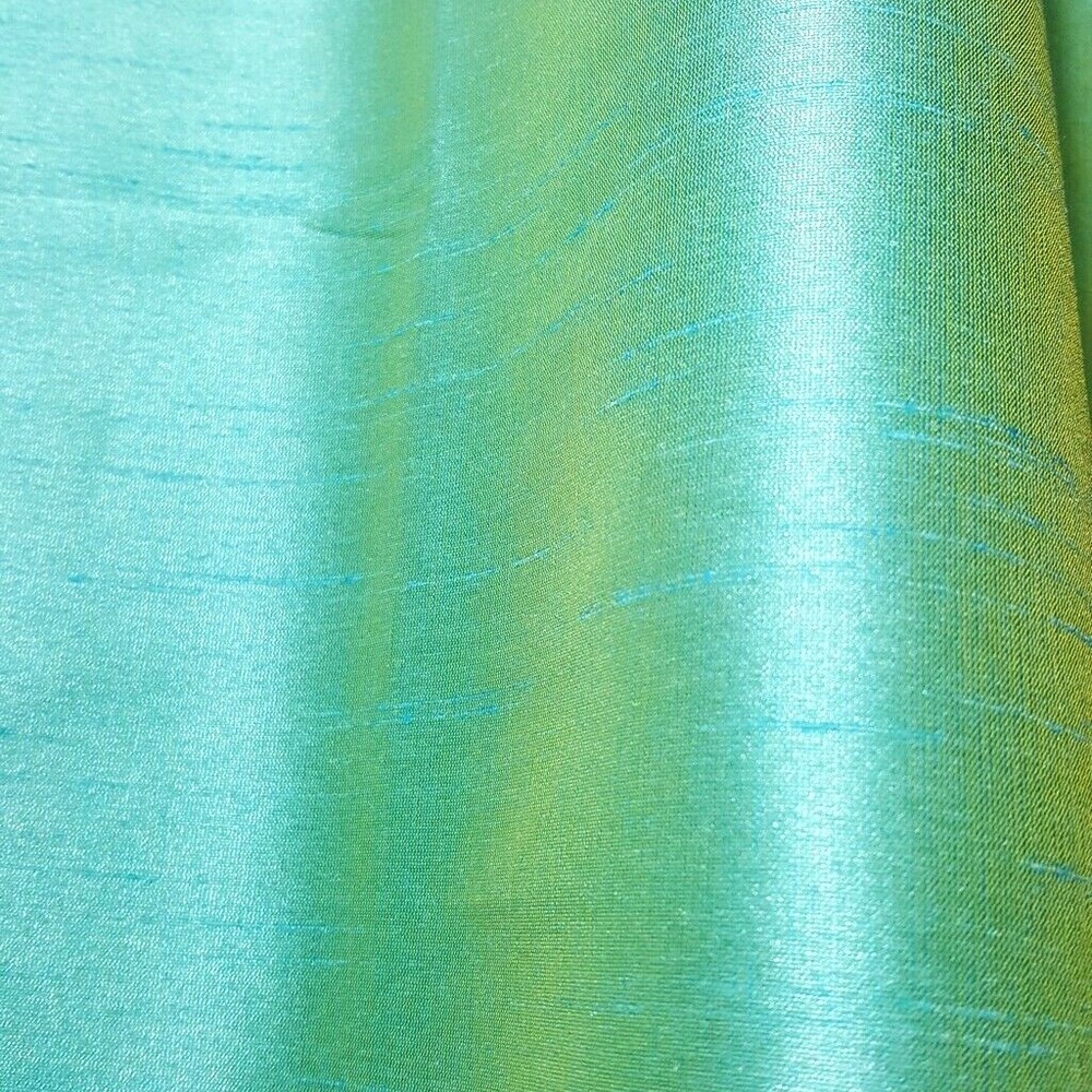 15 YARD LOT TURQUOISE YELLOW FAUX SILK DUPIONI FABRIC TWO TONE IRREDESCENT 58″