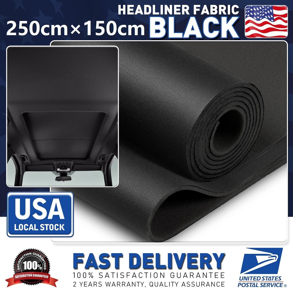 98×60 Inch Black Headliner Fabric Material DIY for Car/Truck/SUV Roof Upholstery