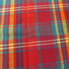 Cotton Fabric Plaid Block Square Stripe Red Green Yellow 2 1″ x 44