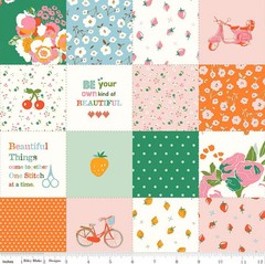 1/4 Yard 9×42 Riley Blake Cotton Nook Patchwork Green Cheater Print Quilt Cotton