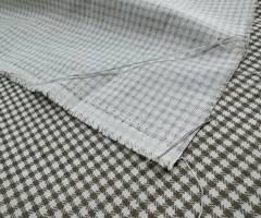 Brown White Gingham Heavyweight Cotton Decor Fabric 1Y #19