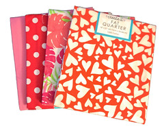 Lot Of 4 Fat Quarters, 3 Waverly & 1 Create It, Pinks & Reds