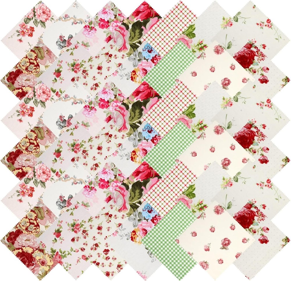 42Pcs Pink Charm Packs for Quilting, 100% Cotton Fabric Squares 5 x 5Inch Pre…