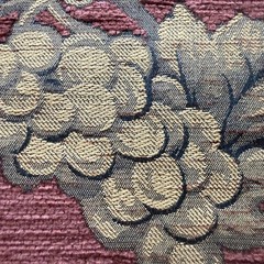 Vintage Burgundy Gold Grape Leaf Vine Scroll Jacquard Upholstery Fabric 13 Yds
