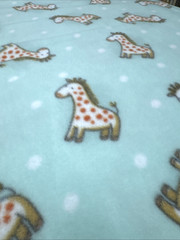 JoAnn Kids Fleece Fabric Pale Aqua Blue with Giraffes BTY #57