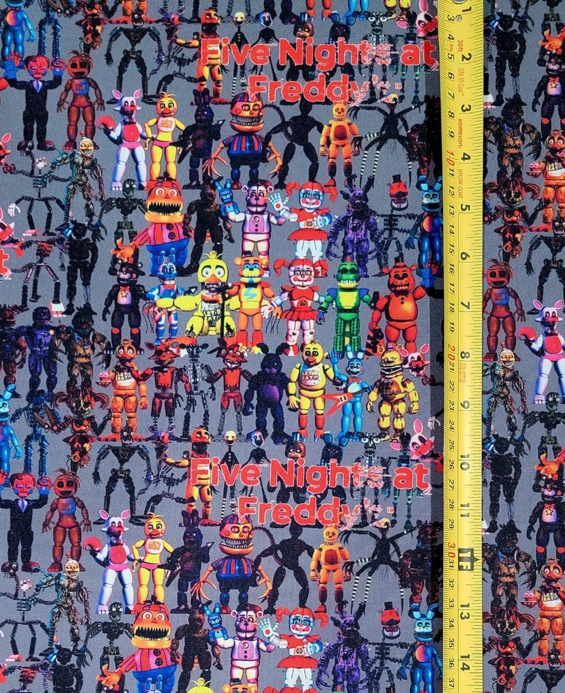 FIVE NIGHTS AT FREDDYS COLLAGE ANIME 1 YARD FABRIC ( 36″ X 58″ ) BRAND NEW