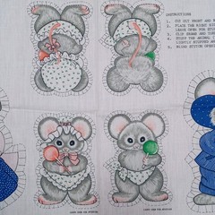 Mouse Family Cut & Sew Fabric Panel by Springs Mills Pillows Home Decor