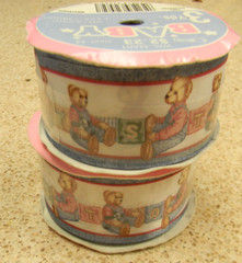 Vintage Daisy Kingdom “Blue Jean Teddy Bear” Ribbon (2 Spools)