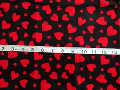 1 yd 100% Cotton Fabric Black with Red Hearts by Timeless Treasures