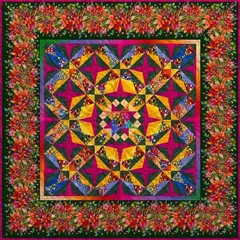 Hoffman – Yuletide Blooms – Poinsettia Repeating Border Stripe – Cream, Fabric B