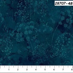 Whisper Panel cotton quilt fabric Northcott Dark Teal Dandelions 28707-48