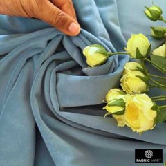 Dusky Blue Velvet Fabric by the Yard, 1 Yard Blue Velvet Fabric