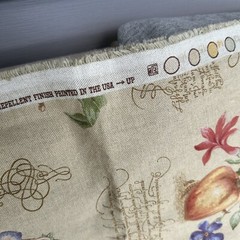 Fabric Remnant Kaufmann Flowers Botanical Beige Stain Repellant 1 yard