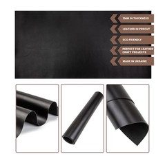 Shkira 12”X24” Tooling Leather Square – 2.0MM Black Sheets for Full,