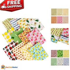 Vivid 12-Piece Cotton Fruit Pattern Fabric Set for Quilting & Sewing Projects