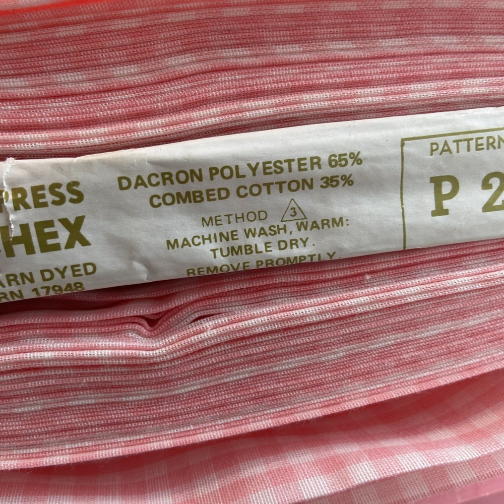 Perma Chex MCM Cotton Blend Pink White Gingham Small Check Yarn Dyed By Yard