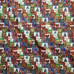 Brother Sister Design Misc Christmas Square Patchwork Fabric Gold Accents 43×36+
