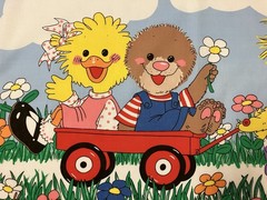 Vtg Little Suzy’s Zoo Crib Fabric Panel Letter And Numbers 36 x 46 Witzy Friends