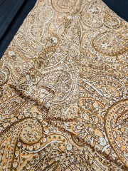 Brown Paisley Sewing Fabric Silky Synthetic Print 5 Yards Fashion Apparel Lining