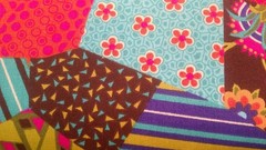 Fabric Benartex “Celebration 3” Crazy Patchwork Design Aqua, Moss Green $4.25