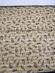 Music Theme Vintage Fabrics Various Sizes Lot 5 Pieces See Description