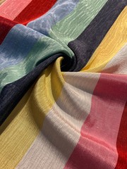 Rainbow Striped Silk Moire Fabric By 2 Meters, Watermark Patterned.