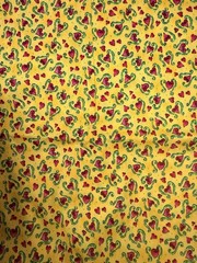 Vintage 2005 Classic Cottons Quilt Fabric Pink Hearts On Yellow 3 Yards