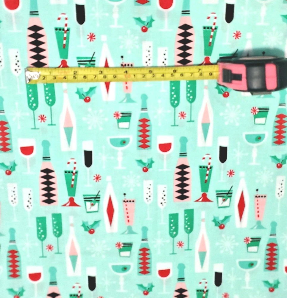 Michael Miller Holiday Party Fabric 42×70 Retro Cocktail Print Tablecloth/Craft