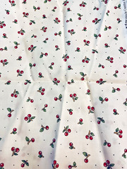 VTG 2009 Mary Engelbreit “Chair of Bowlies ” Cherries Tossed on White 22’x14″