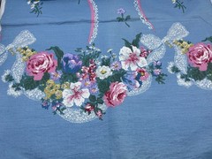Light Blue Floral Flowers Design Pattern Fabric Material Textile 34 x 46