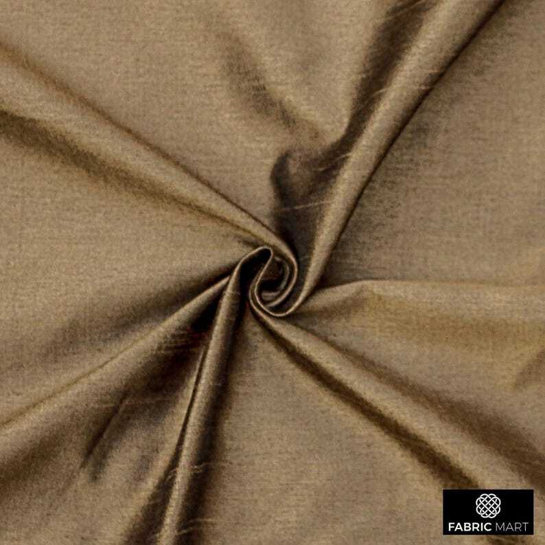 Medium Brown Faux Silk Fabric By The Yard, 42 inches width Brown Silk Fabric