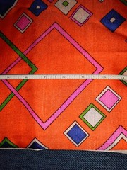 Mid-Century MOD Polyester Fabric Geometric Squares Orange Blue Green Pink White
