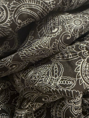 Black Paisley Floral Linen Cotton Fabric Medium Weight 56″ Wide By Yard