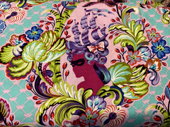 1/2 YD PARISVILLE CAMEOS Deja vu SHIP Cotton Quilt Fabric Tula Pink FLORAL OOP