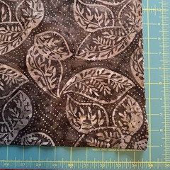 Batik cotton fabric. Brown beige Botanical leaves 4 continuous yards