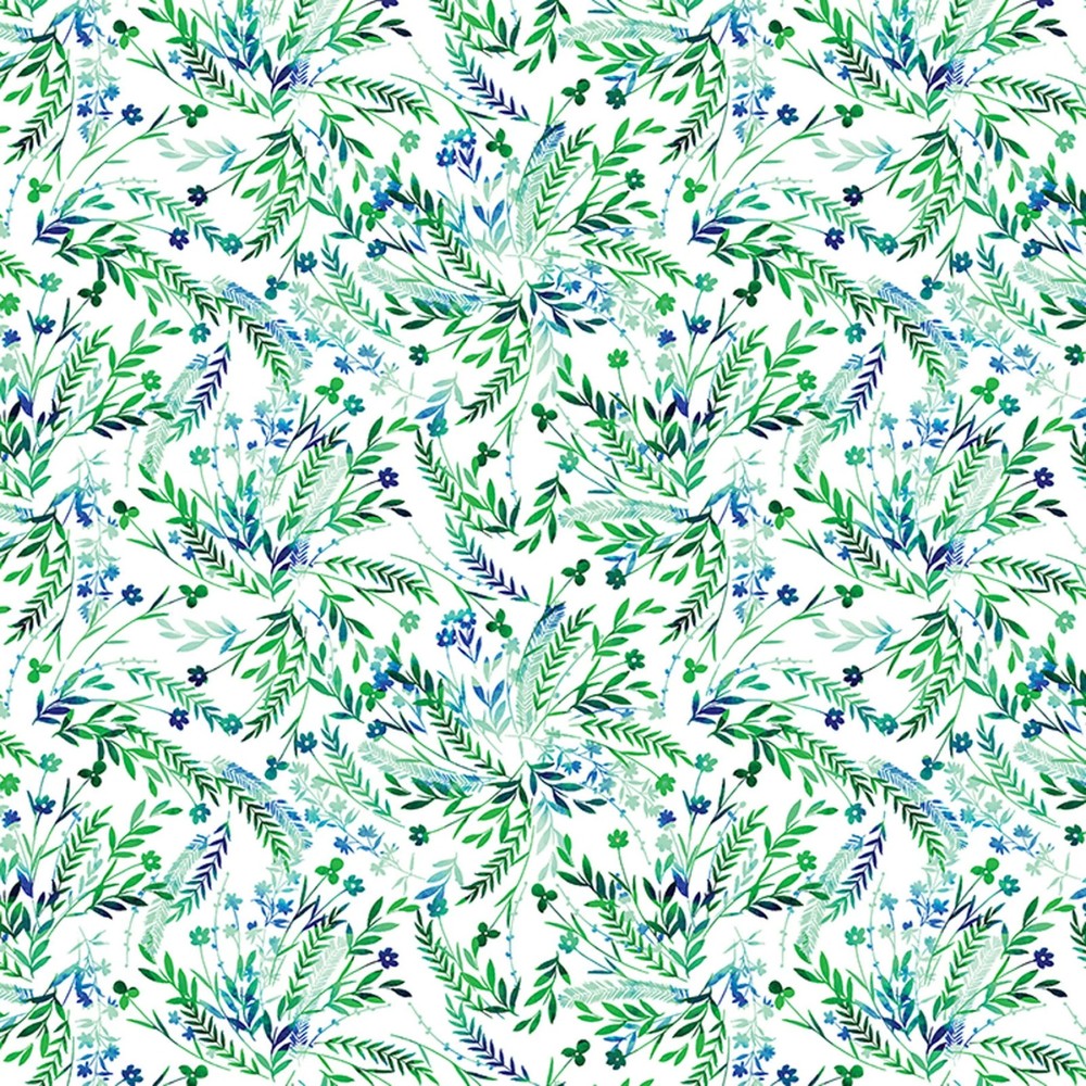 BENARTEX – Capri by Kanvas Studio – Leafy Oasis – White ,1/4 yard