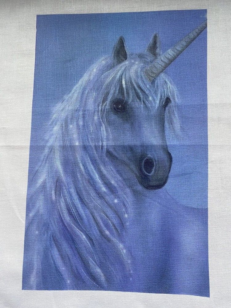 1 Beautiful Unicorn QUILT Block SEW Square Patch DIY Craft FABRIC Magical Blue#4