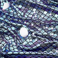 Mermaid Scales Fabric 39.4X59 Inch Sea Green Hologram 2 Way Stretch Sparkly Span