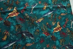 5Y+ x 44″ Vintage Wild Life Scenics Hoffman Fabric Ocean Beach Tropical Fish