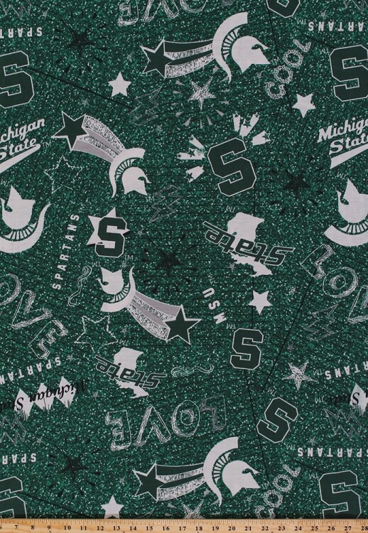EZ Spun Knit Michigan State University Spartans Jersey Knit Fabric BTY MIST-1112