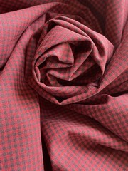 10 Yards Vtg Mission Valley Textiles Cotton Gingham Plaid Fabric Dark Red USA