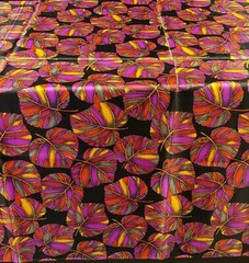 BEAUTIFUL SILK CHIFFON FABRIC COLORFUL VIBRANT LEAVES PRINT (3 YARDS) 108″ X 44″